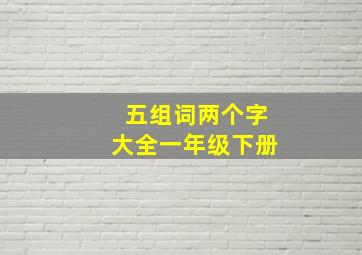 五组词两个字大全一年级下册