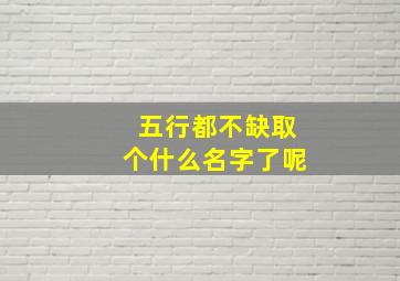 五行都不缺取个什么名字了呢