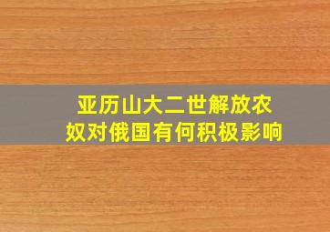 亚历山大二世解放农奴对俄国有何积极影响