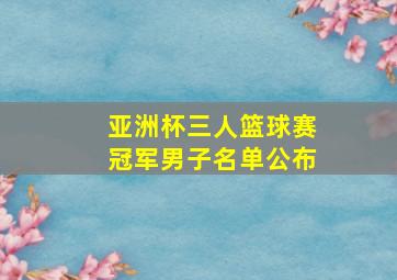 亚洲杯三人篮球赛冠军男子名单公布