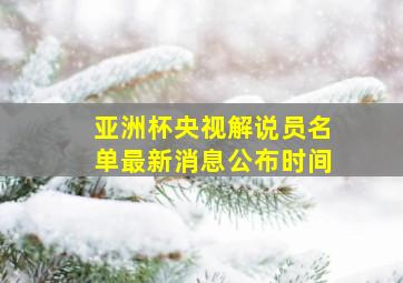 亚洲杯央视解说员名单最新消息公布时间