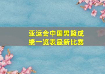 亚运会中国男篮成绩一览表最新比赛