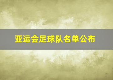 亚运会足球队名单公布