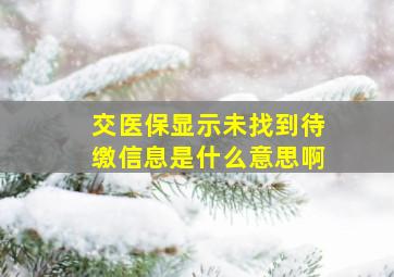 交医保显示未找到待缴信息是什么意思啊