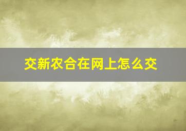 交新农合在网上怎么交