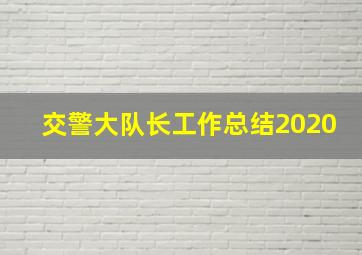 交警大队长工作总结2020