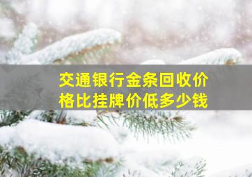 交通银行金条回收价格比挂牌价低多少钱