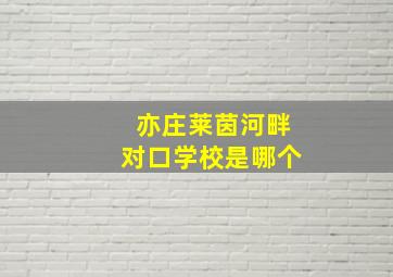 亦庄莱茵河畔对口学校是哪个