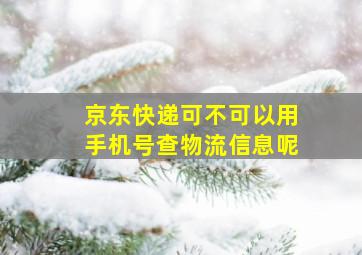 京东快递可不可以用手机号查物流信息呢