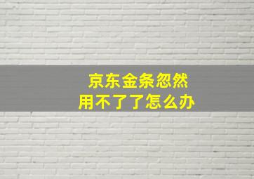 京东金条忽然用不了了怎么办