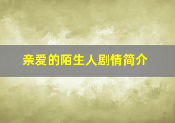 亲爱的陌生人剧情简介