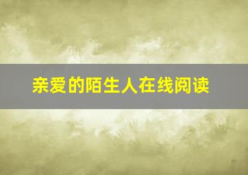 亲爱的陌生人在线阅读