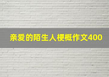 亲爱的陌生人梗概作文400