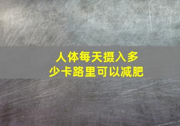 人体每天摄入多少卡路里可以减肥