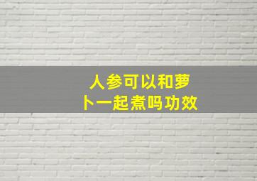 人参可以和萝卜一起煮吗功效