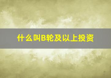 什么叫B轮及以上投资