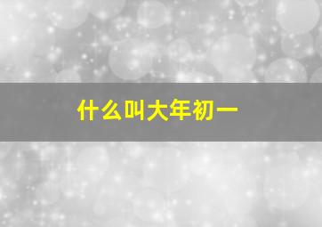 什么叫大年初一