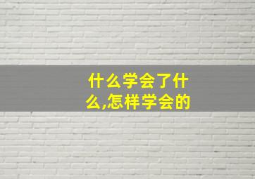 什么学会了什么,怎样学会的