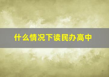 什么情况下读民办高中