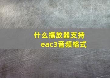 什么播放器支持eac3音频格式