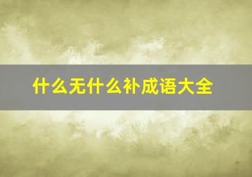 什么无什么补成语大全