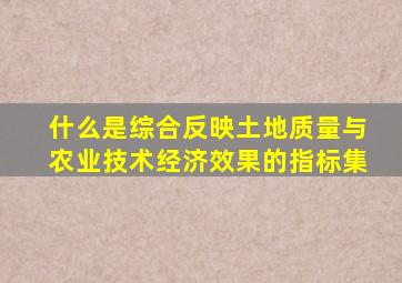 什么是综合反映土地质量与农业技术经济效果的指标集