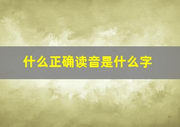 什么正确读音是什么字