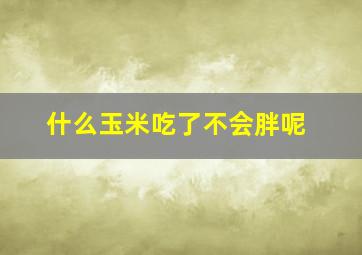 什么玉米吃了不会胖呢