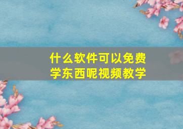 什么软件可以免费学东西呢视频教学