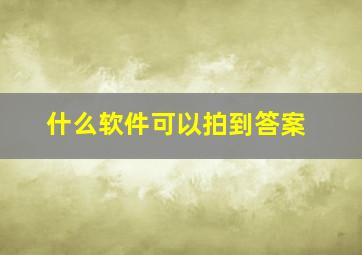 什么软件可以拍到答案