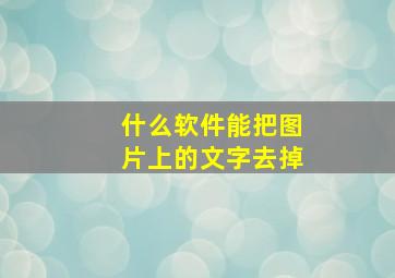 什么软件能把图片上的文字去掉