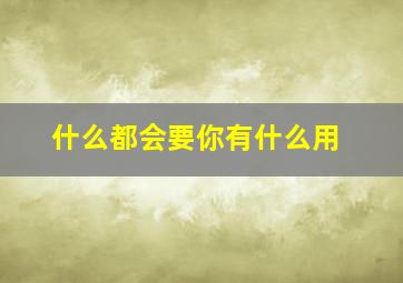 什么都会要你有什么用