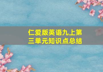 仁爱版英语九上第三单元知识点总结