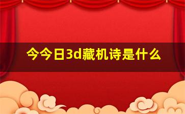 今今日3d藏机诗是什么