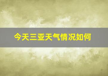 今天三亚天气情况如何