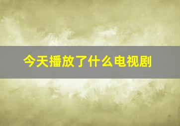 今天播放了什么电视剧