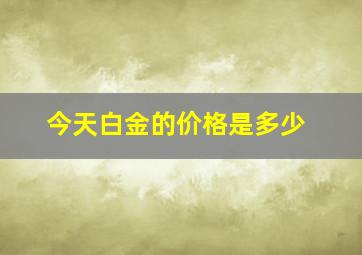 今天白金的价格是多少