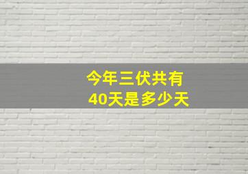 今年三伏共有40天是多少天