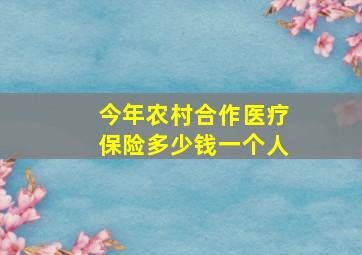 今年农村合作医疗保险多少钱一个人