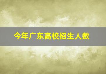 今年广东高校招生人数