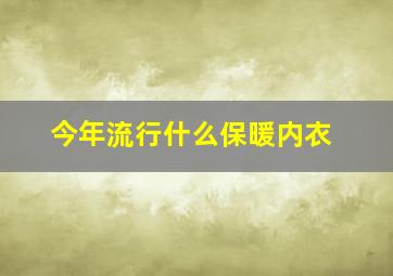 今年流行什么保暖内衣