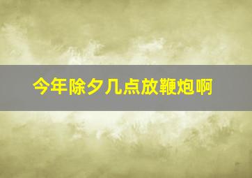 今年除夕几点放鞭炮啊