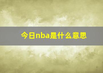 今日nba是什么意思