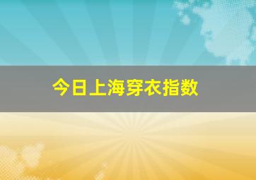 今日上海穿衣指数