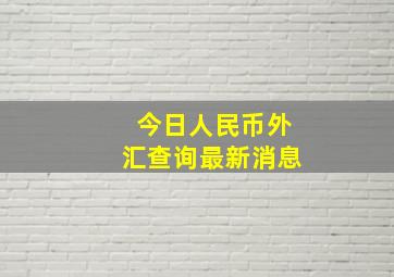 今日人民币外汇查询最新消息