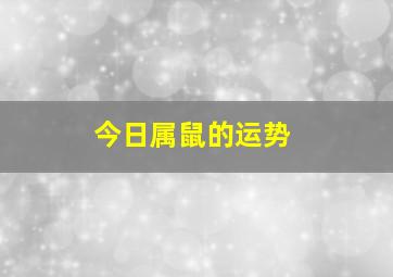 今日属鼠的运势