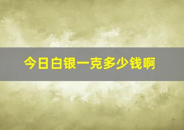 今日白银一克多少钱啊