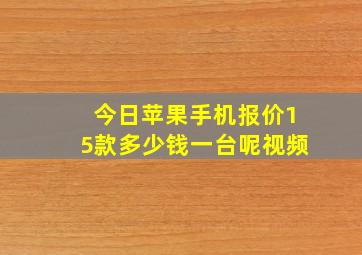 今日苹果手机报价15款多少钱一台呢视频