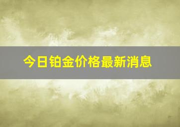 今日铂金价格最新消息