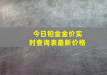 今日铂金金价实时查询表最新价格